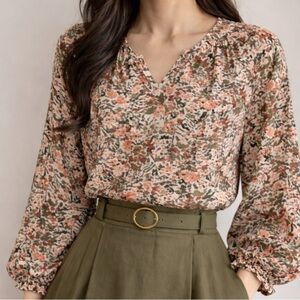 🛍️3 For $10🛍️ Jessica Simpson Fall Palette Floral Peasant Blouse, Size S